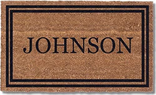 Coco Mats 'N More Black Double Bordered Personalized Coco Doormat 18" x 30" with Vinyl Backing | ... | Amazon (US)