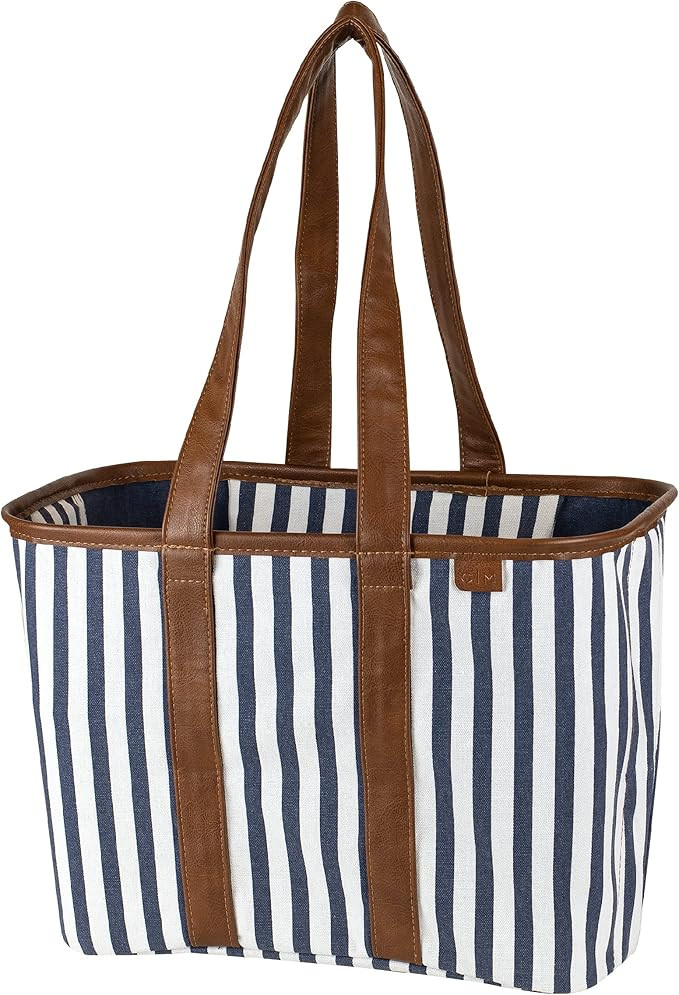 CleverMade Canvas Tote Bag - Reusable Collapsible Basket, Durable Heavy Duty LUXE Grocery Shoppin... | Amazon (US)