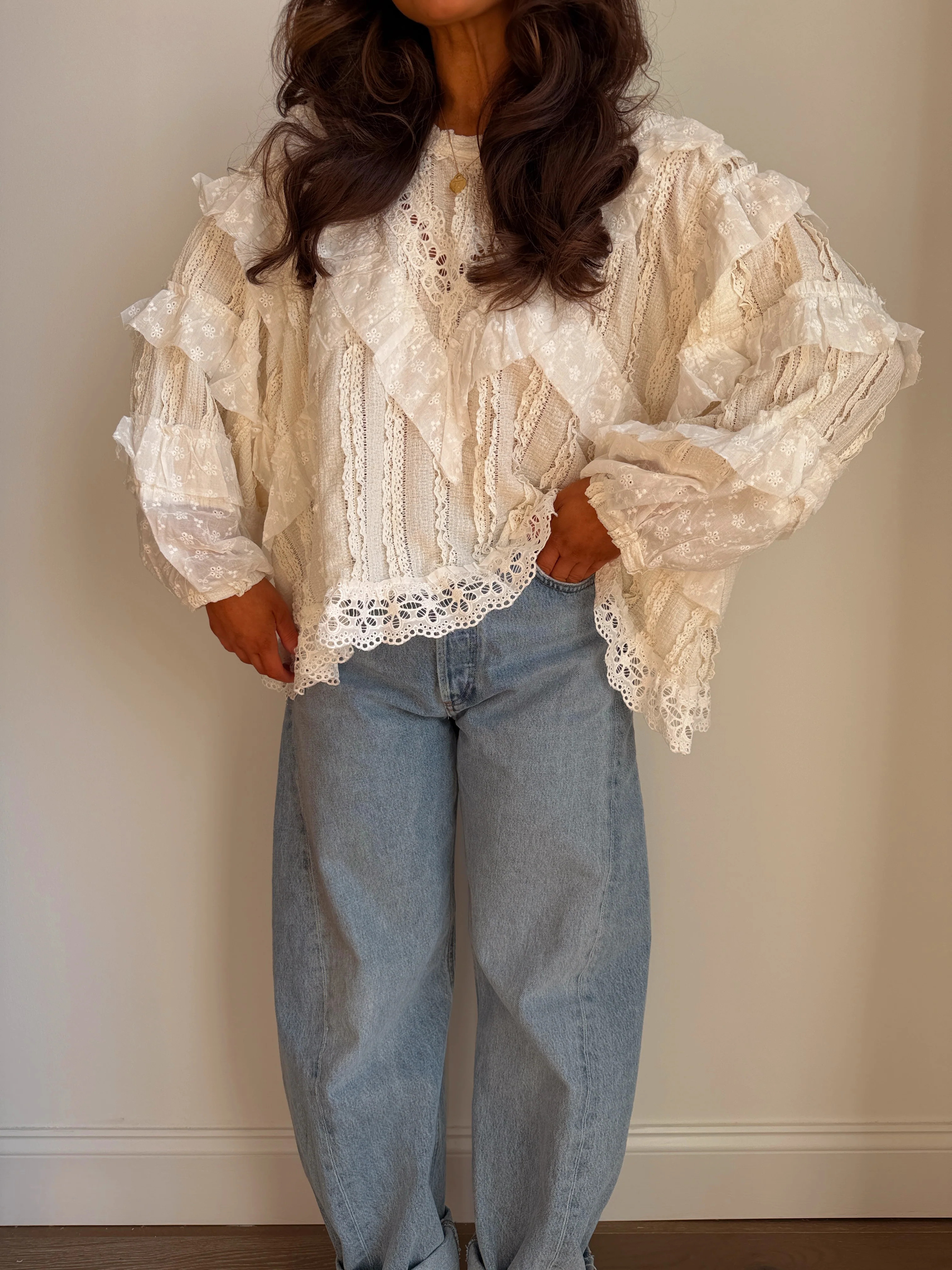 All In The Details Blouse (Cream & Ice Blue) | Shop Your Darling Style