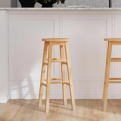 Linon Natural Barstool with Round Seat, 24-Inch | Wayfair North America