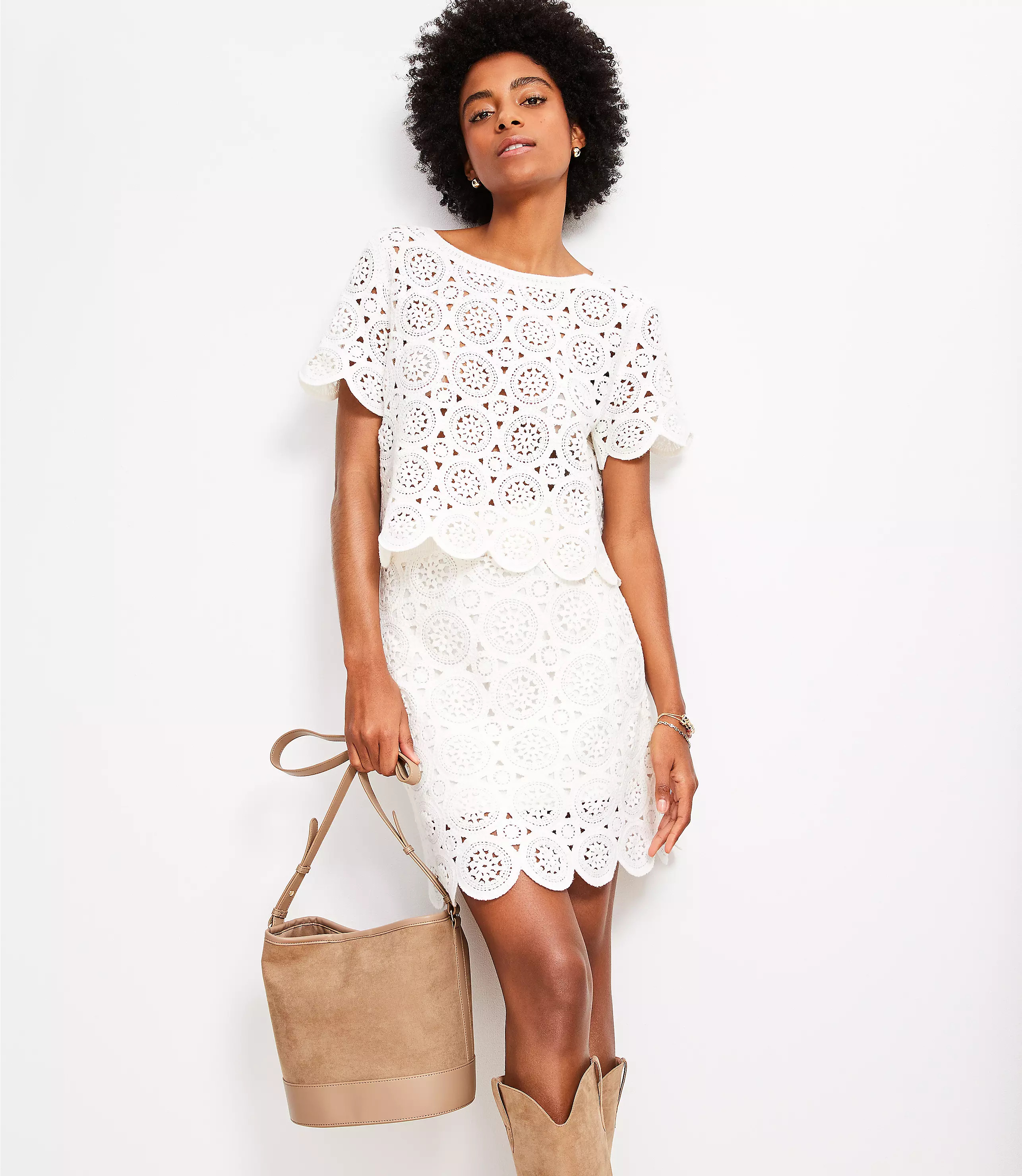 Medallion Crochet Mini Sweater Skirt | LOFT