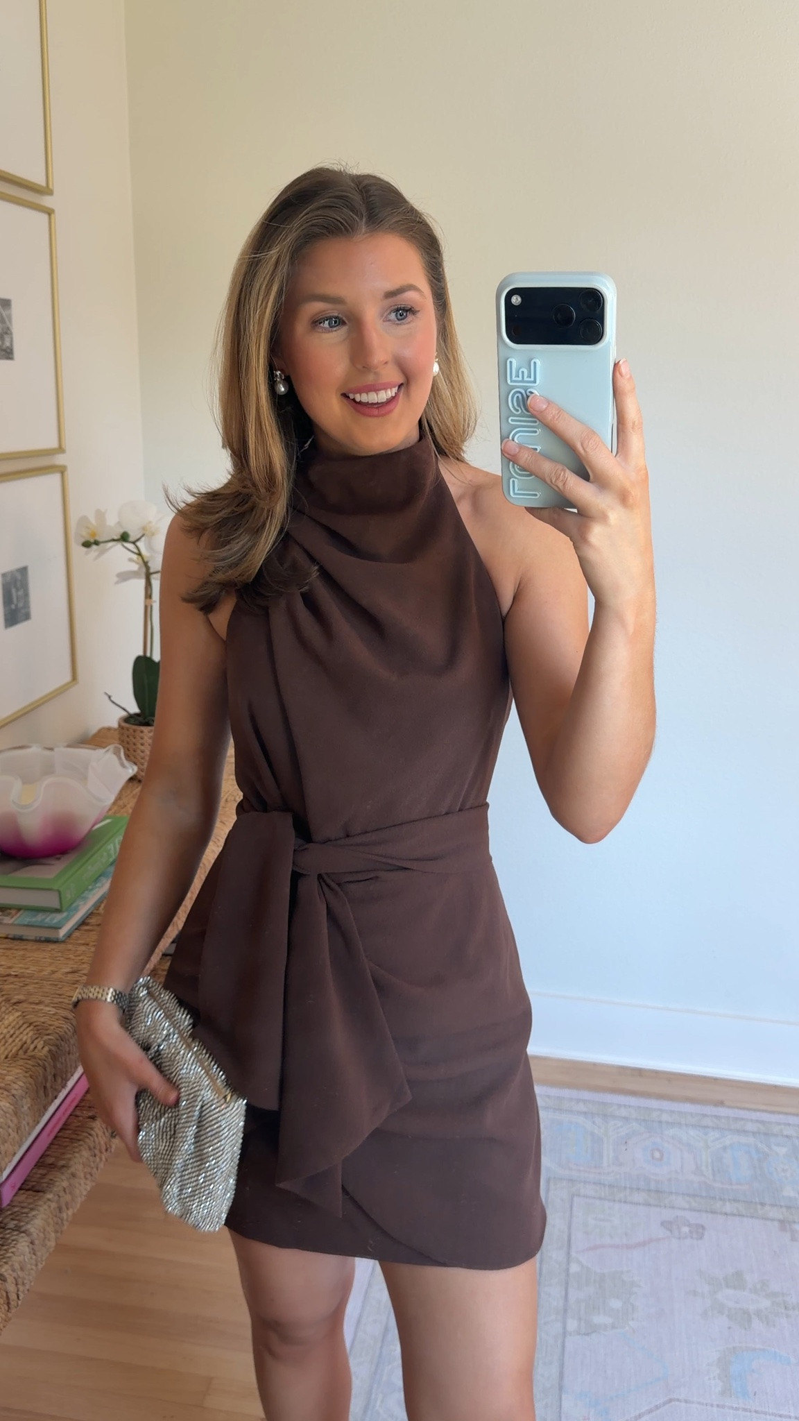 Fall cocktail wedding guest look! Wearing a S.

Fall cocktail dress // cocktail wedding guest dress