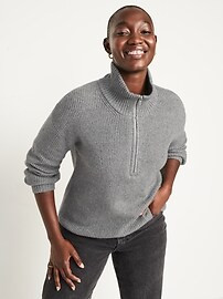 Rib-Knit Quarter-Zip Sweater for Women | Old Navy (US)
