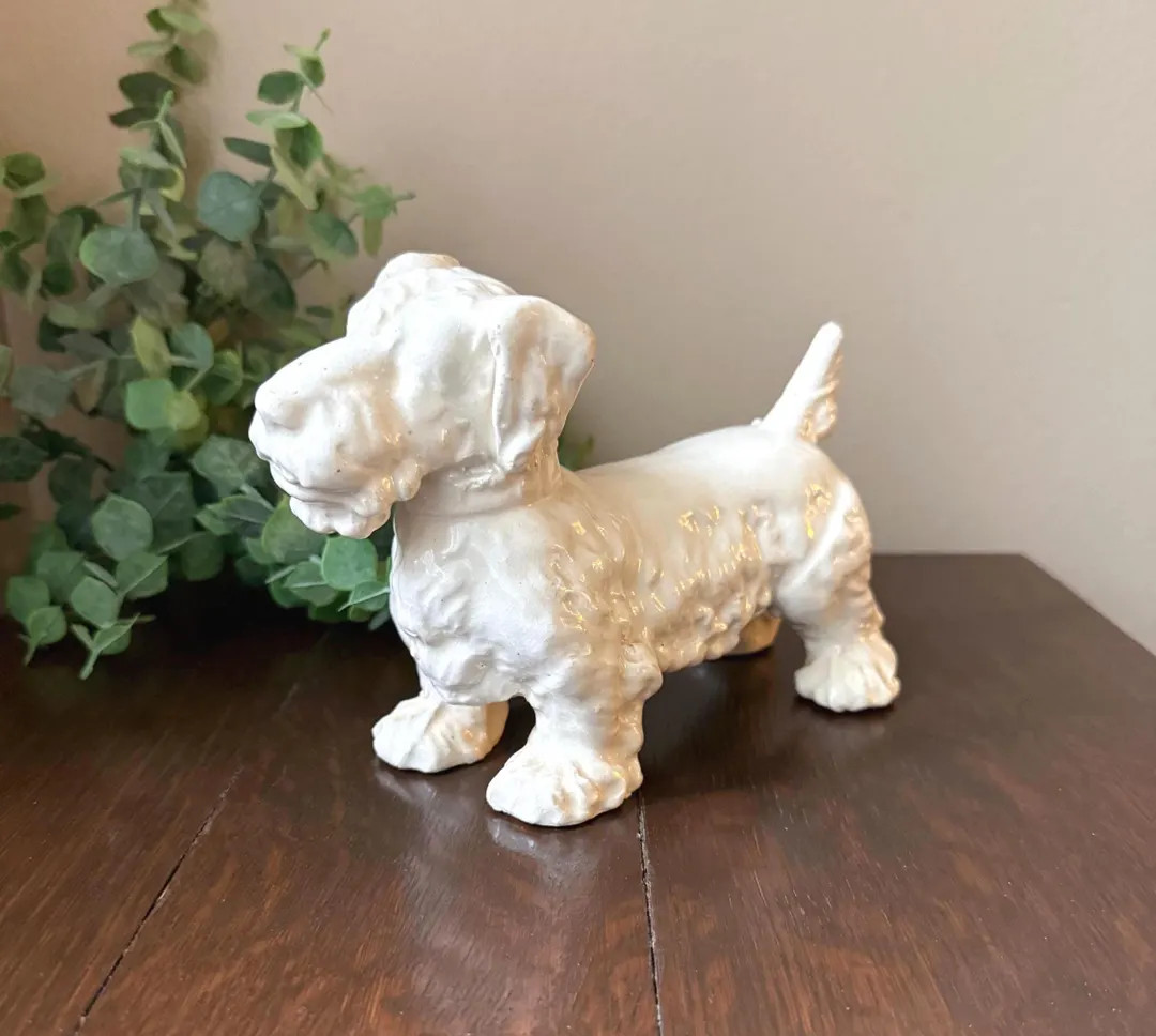 Vintage Ceramic Terrier Figurine – Mid Century Scottie Dog Statue – 1950s White Glazed Collec... | Etsy (US)