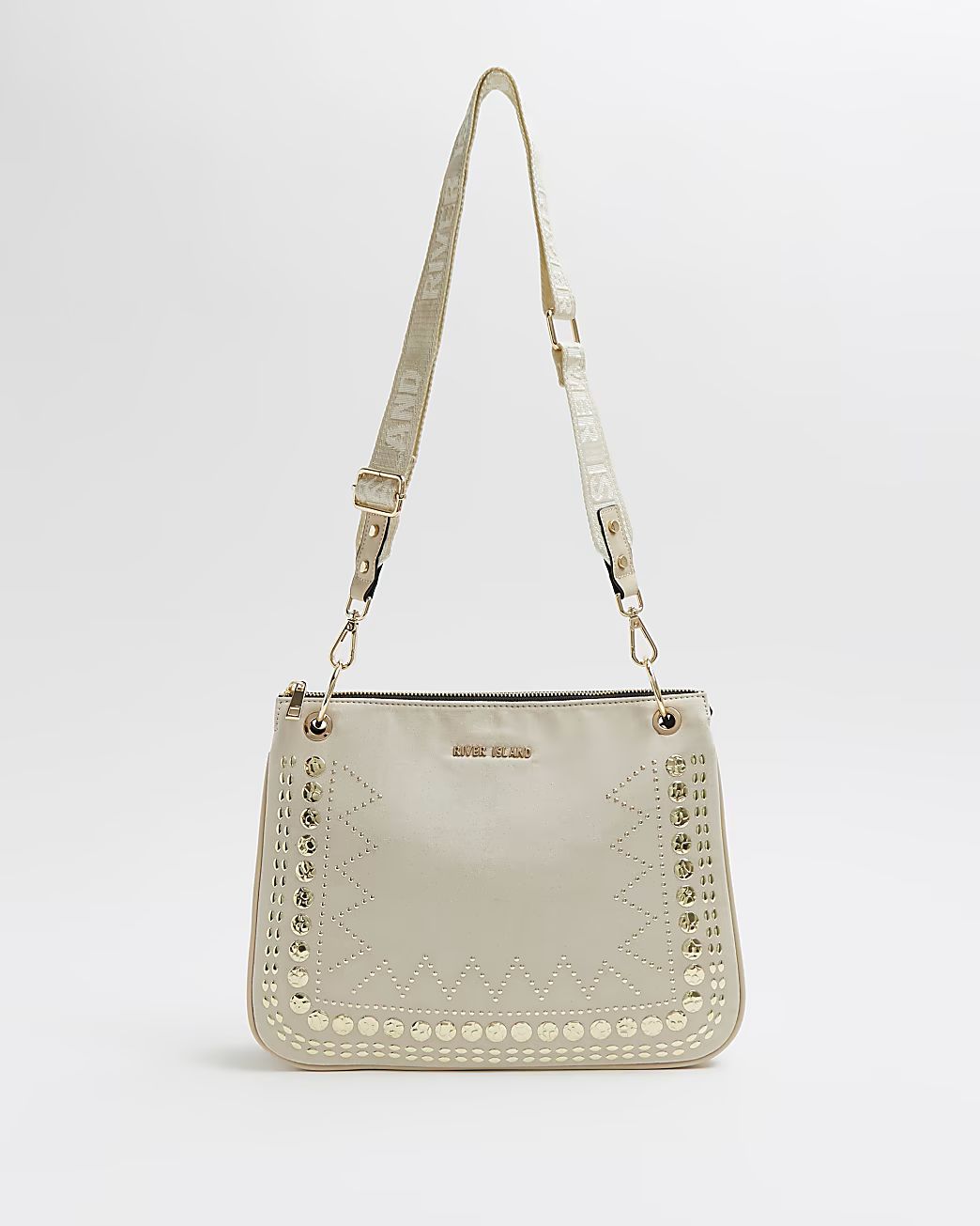 Cream studded cross body bag | River Island (UK & IE)