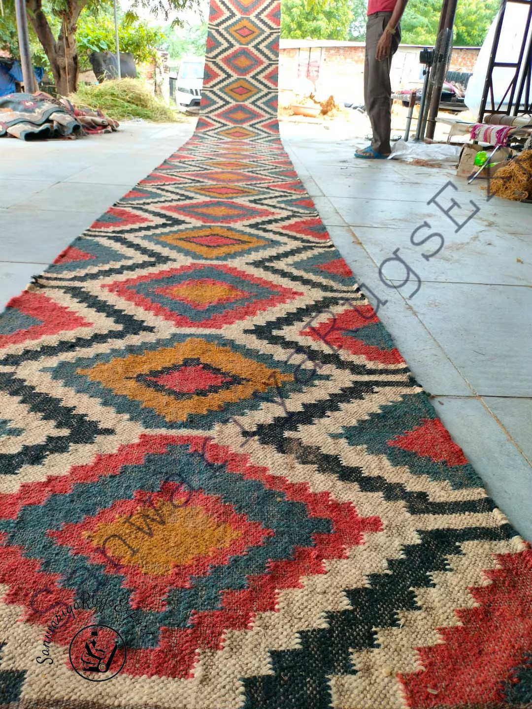 Kilim Runner Handwoven Wool Jute Rug Handmade Kilim Dhurrie Rug, Motifs Oriental Traditional Indi... | Etsy (US)
