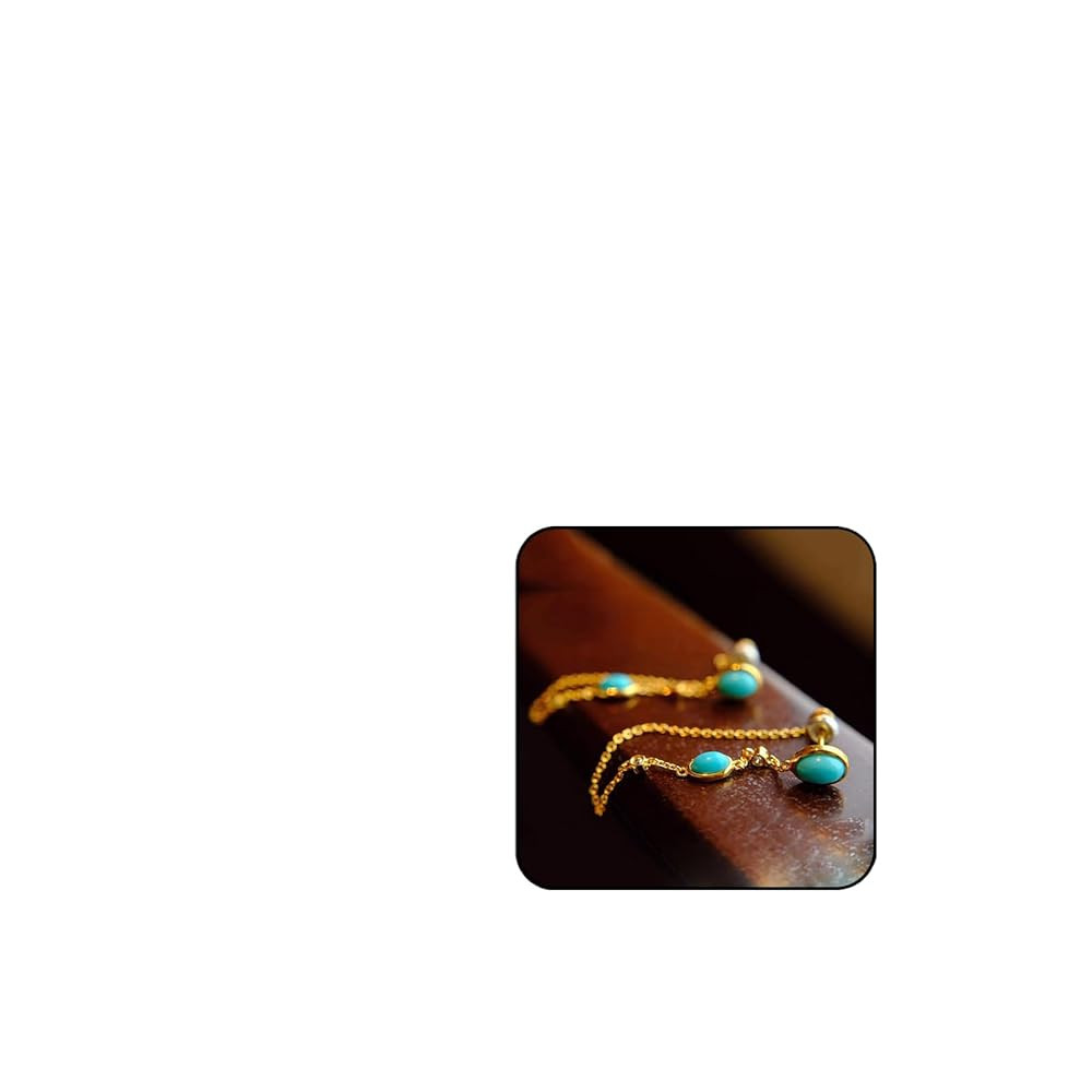 Turquoise Stud Earrings for Women, 18K Gold Chain Dangle Earrings Cute Oval Turquoise Jewelry for... | Amazon (US)