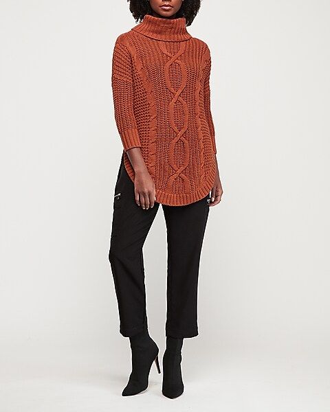 cowl neck cable knit tunic sweater | Express