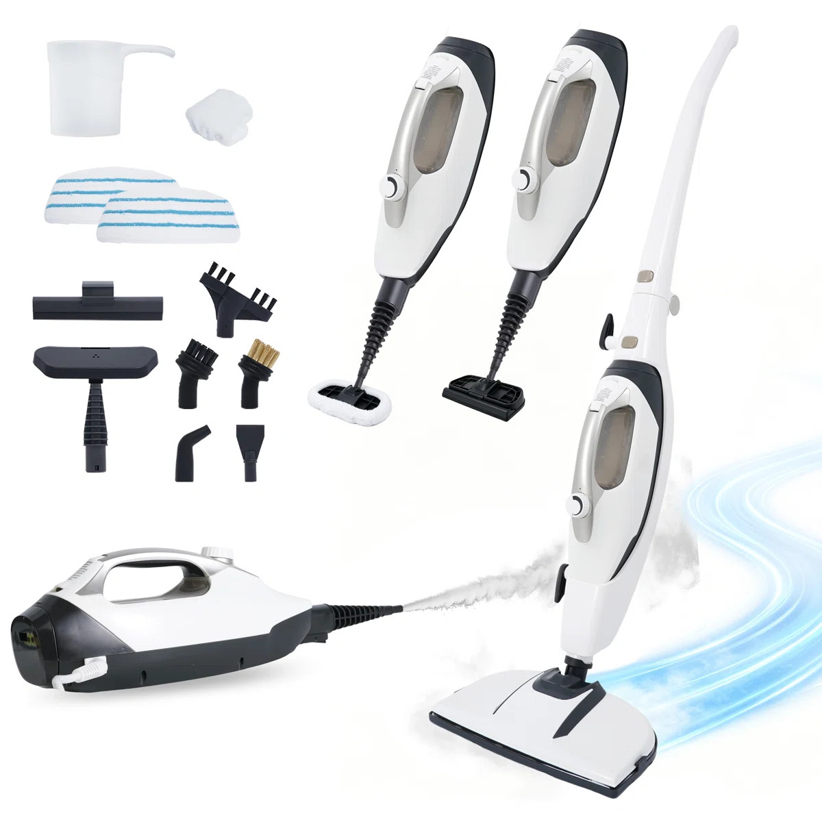 Steam Mop for Hardwood Floors, Foldable Space-Saving Design, 13-in-1 Detachable Handheld Floor St... | Wayfair North America