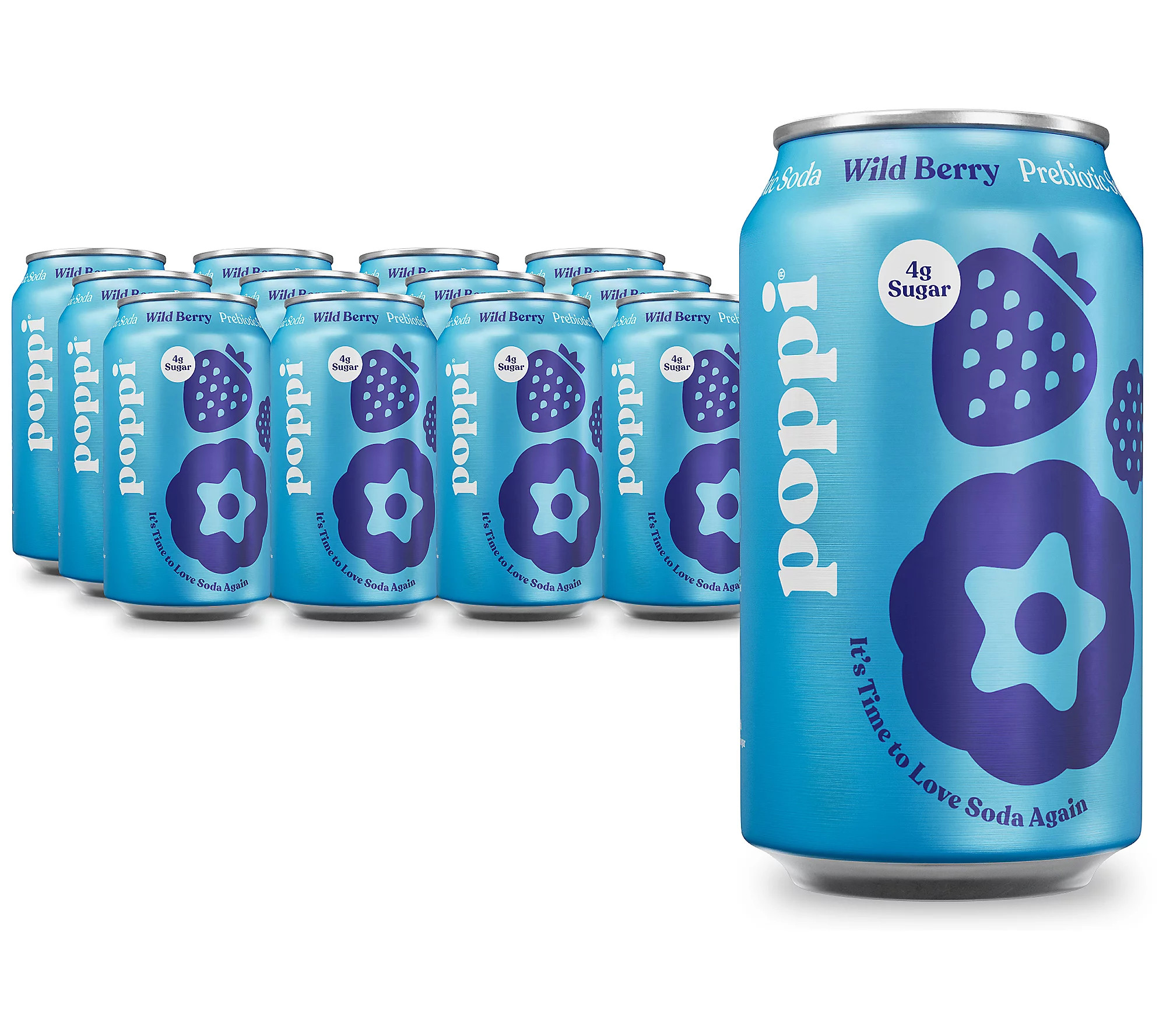 Poppi (12) 12oz Cans Prebiotic Soda - Wild Berry | QVC