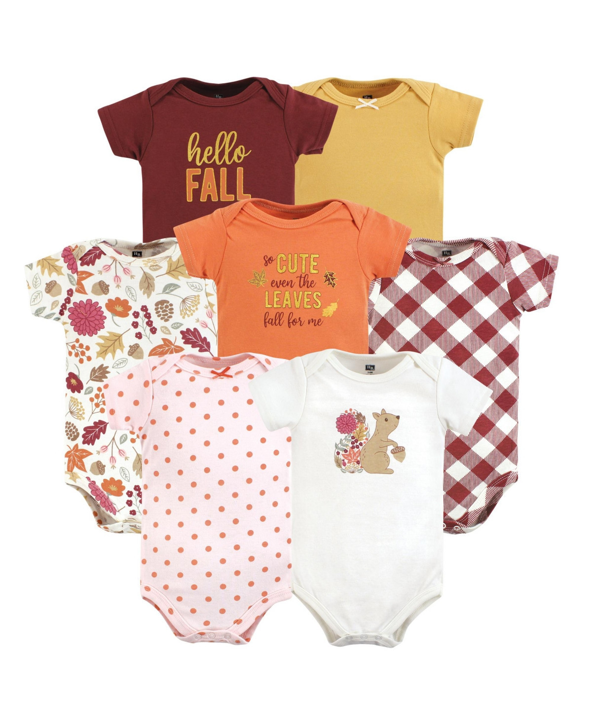Hudson Baby Baby Boys Cotton Bodysuits, Fall Squirrel, 7-Pack - Fall squirrel | Macy's