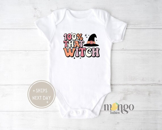 100% That Witch Onesie®  Retro Halloween Bodysuit  Pumpkin - Etsy | Etsy (US)