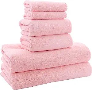MOONQUEEN Ultra Soft Towel Set - Quick Drying - 2 Bath Towels 2 Hand Towels 2 Washcloths - Microf... | Amazon (US)
