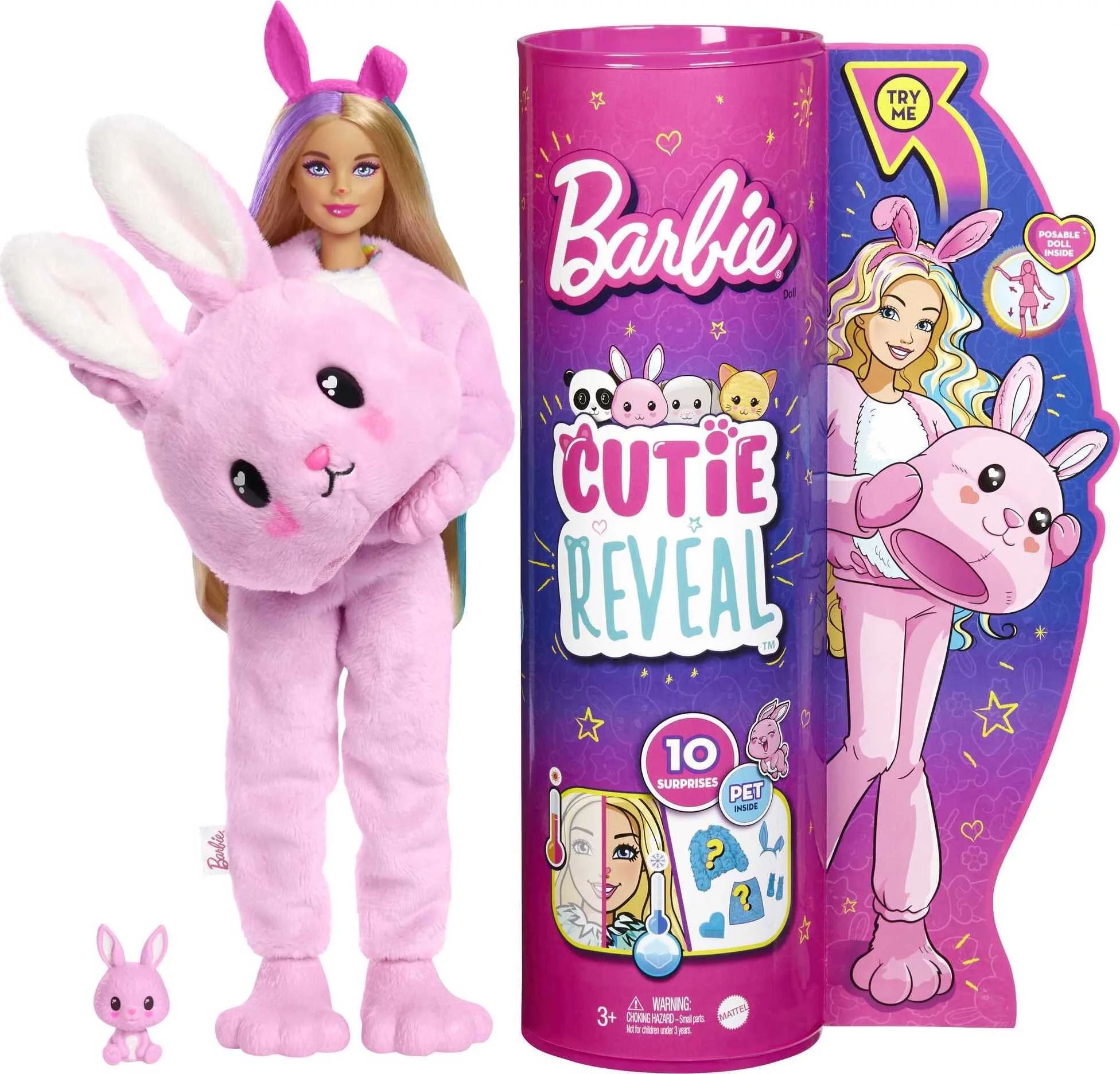 Barbie Cutie Reveal Doll with Bunny Plush Costume & 10 Surprises | Walmart (US)