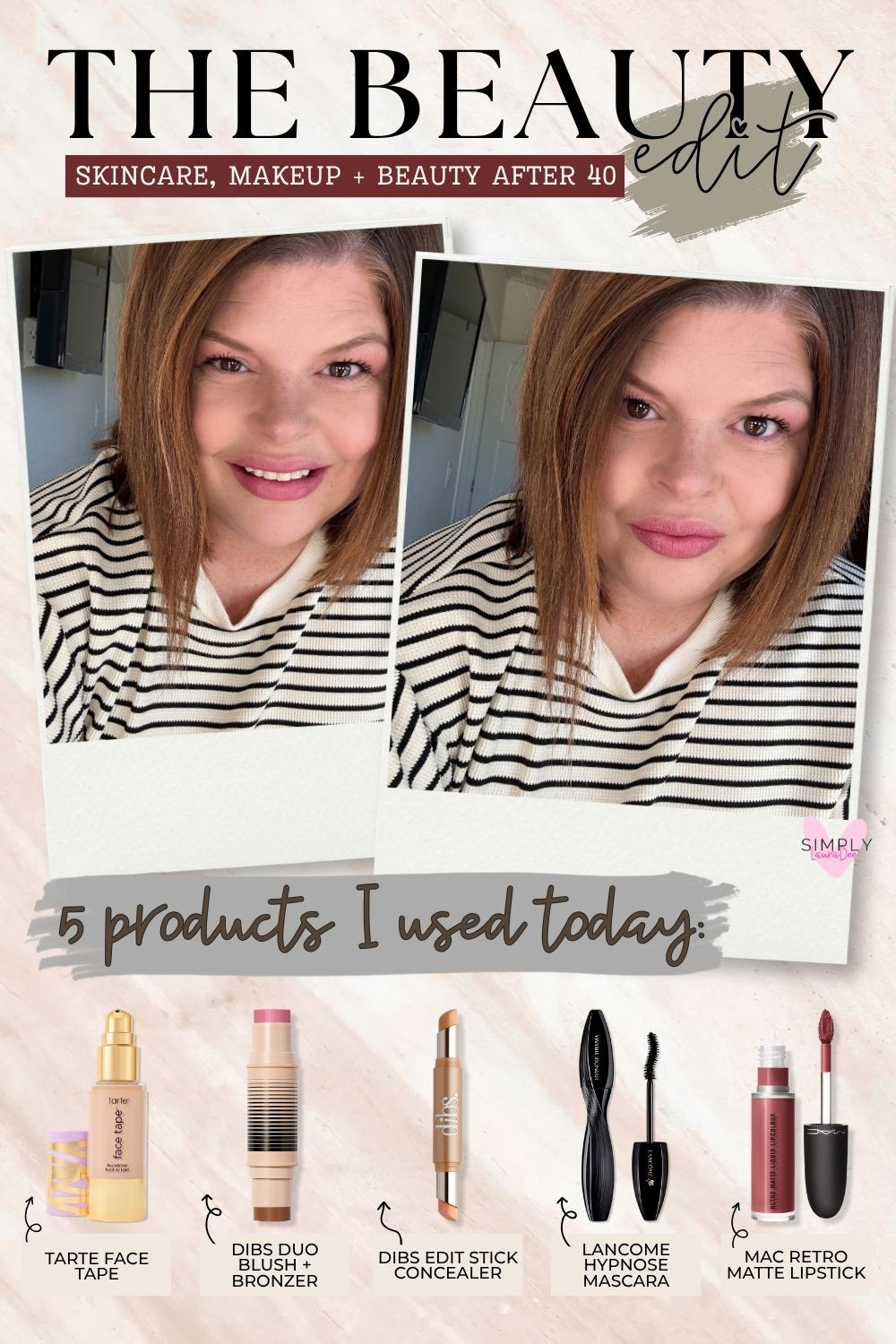 Soft, everyday makeup for women over 40 ✨ Today’s Beauty Edit features Tarte Face Tape, DIBS blush + bronzer, DIBS concealer, Lancôme Hypnôse mascara and MAC Retro Matte lipstick for an easy, polished look that still feels natural.

#MakeupOver40 #BeautyOver40 #MatureSkinMakeup #EverydayMakeup #TarteCosmetics #DIBSBeauty #Lancome #MACCosmetics #LTKBeauty 

 #LTKmomlife #LTKOver40 #LTKBeauty