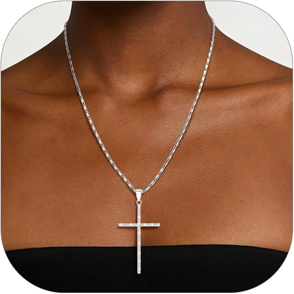 U7 Large Cross Necklace for Women,Silver/18K Gold Plated Large Diamond Cross Big Cross Necklaces,... | Amazon (US)