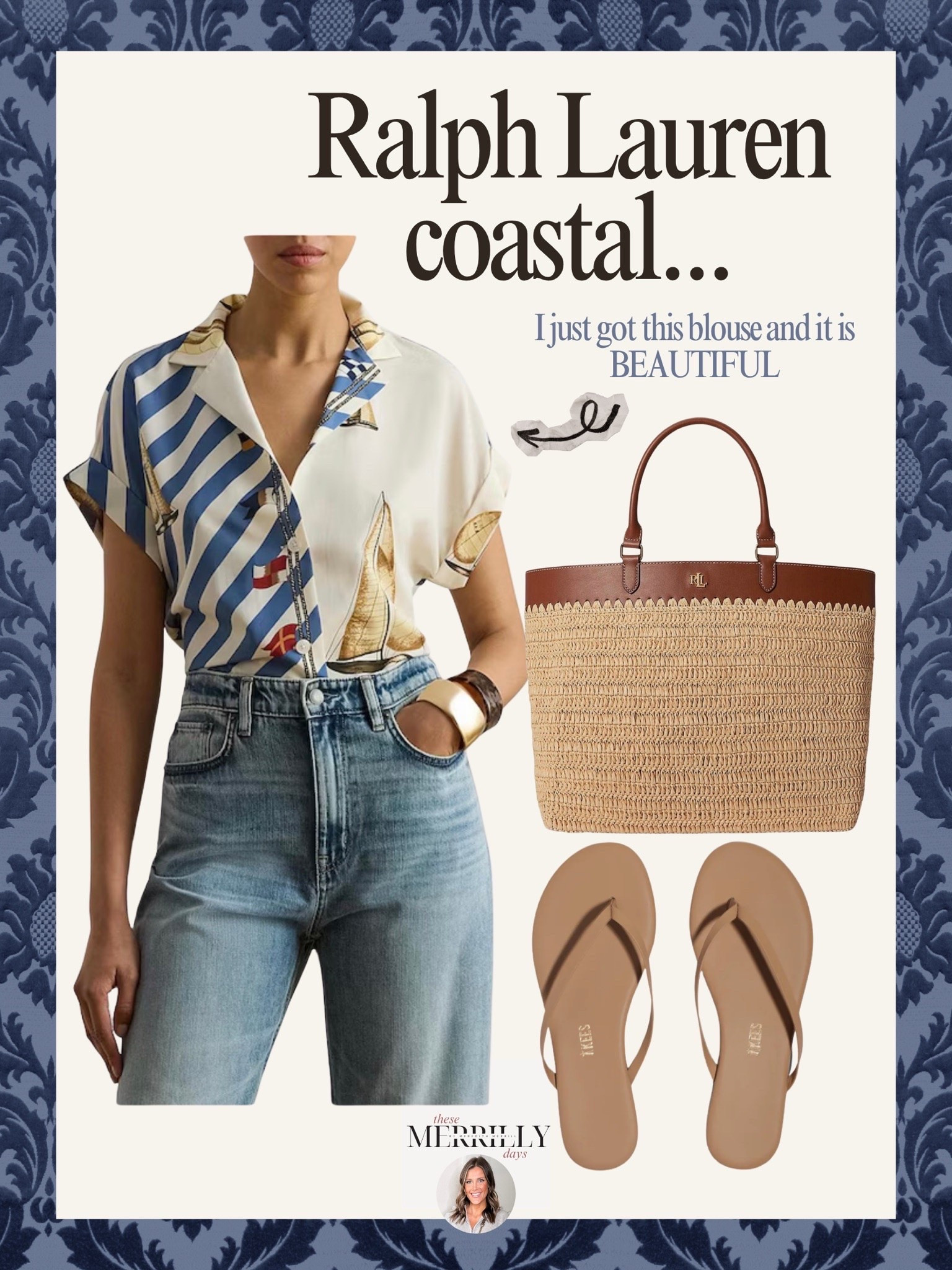 Love a good coastal inspired outfit and Ralph Lauren is always my go-to for anything nautical! Thesemerrillydays women's coastal inspired outfit Ralph Lauren outfit women's summer fashion finds women's waves tote bag

#LTKootd #LTKmomlife #LTKgrwm
