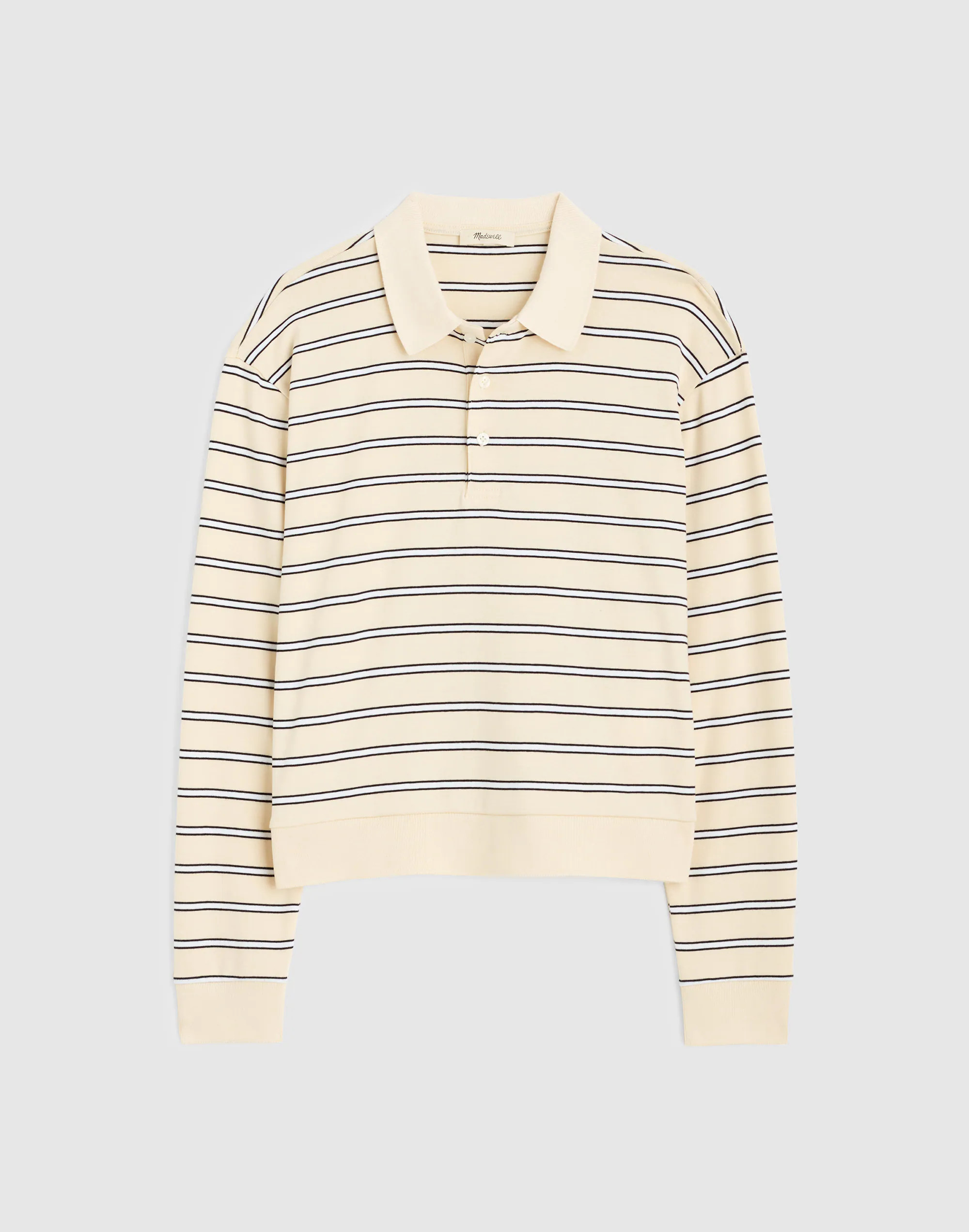 The Long-Sleeve Polo in Compact Cotton | Madewell