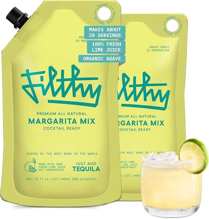 Filthy Margarita Mix, Premium Cocktail Mixer, All-Natural, Non-GMO, Vegan & Gluten-Free, Made wit... | Amazon (US)