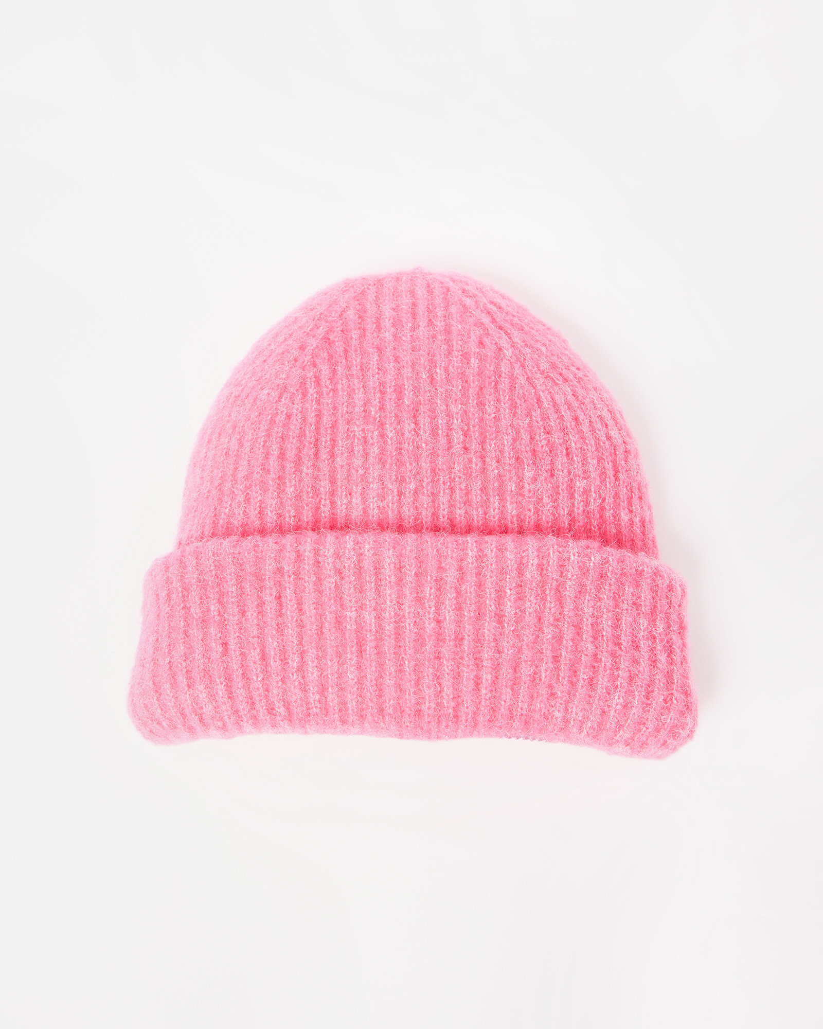 Pink Ribbed Knitted Beanie Hat | Oliver Bonas (Global)