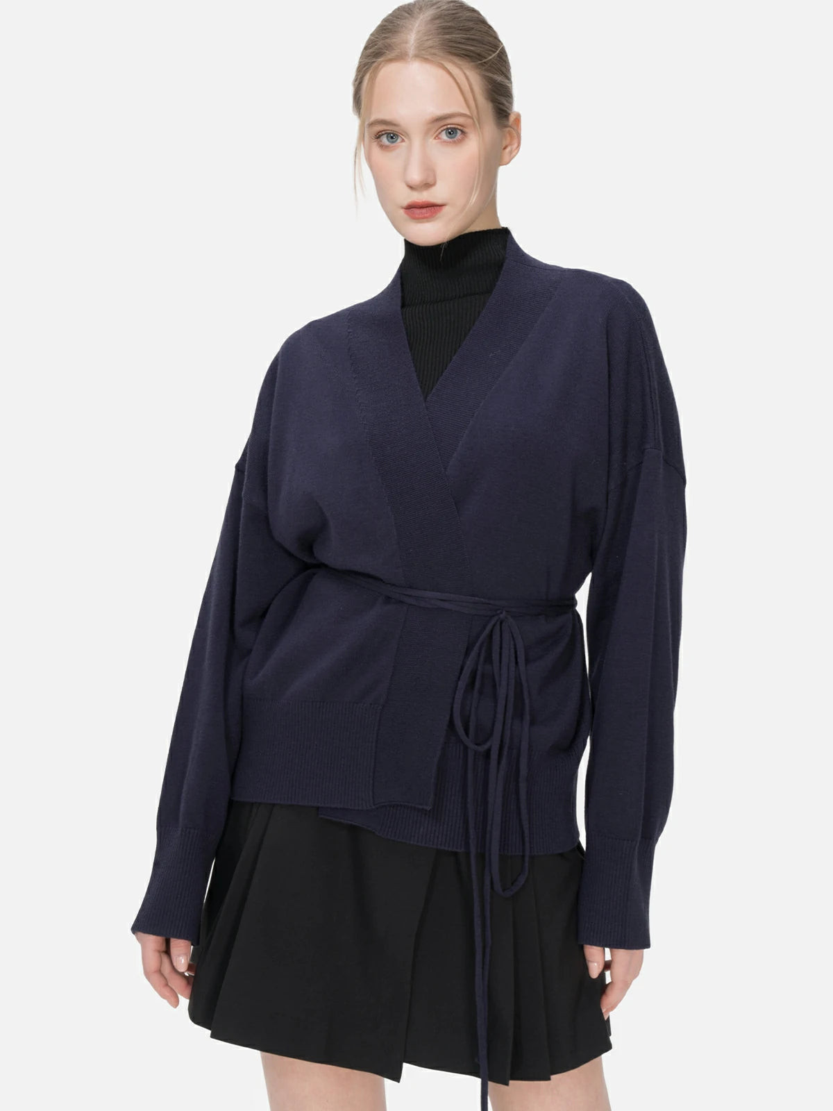 Lace Up Open Front Sweater Cardigan | SDEER