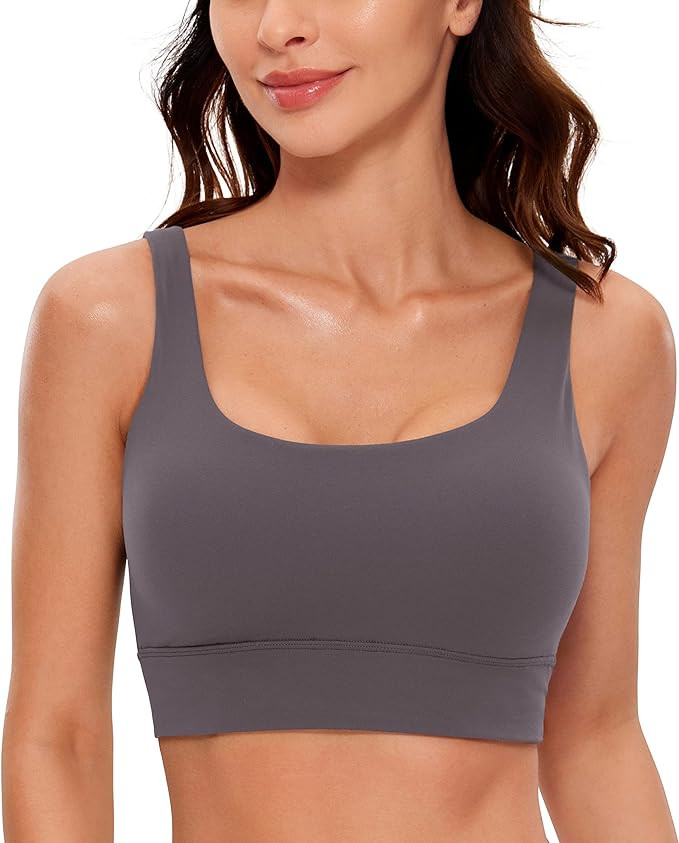 CRZ YOGA Butterluxe Womens U Back Sports Bra - Scoop Neck Padded Low Impact Yoga Clothes Workout ... | Amazon (US)