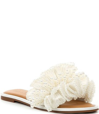 Gianni Bini Zerina Pearl Ruffle Detail Slide Sandals | Dillard's | Dillard's