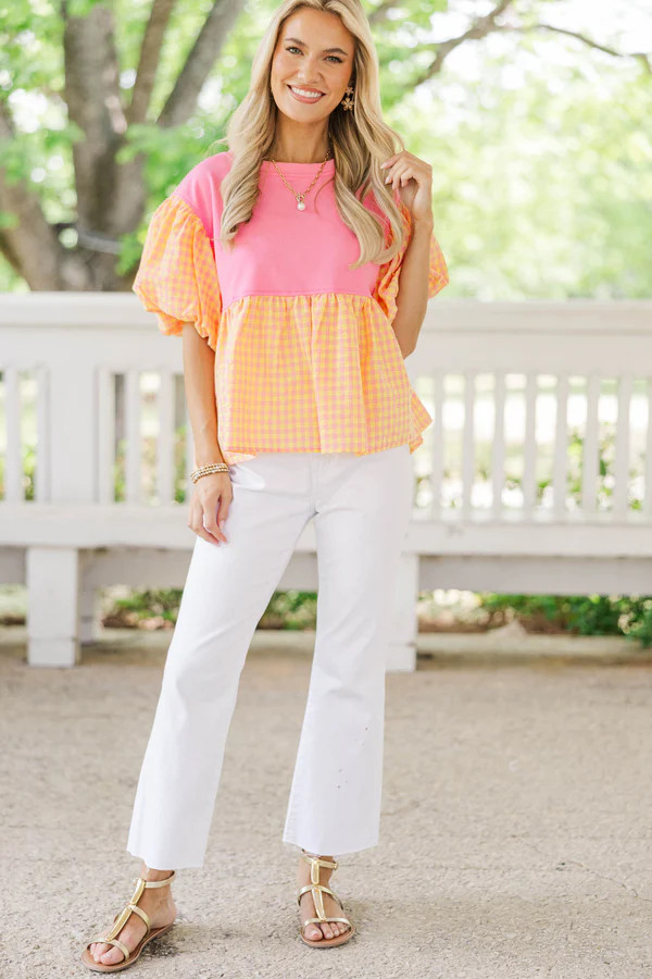 More Than A Feeling Pink Gingham Blouse | The Mint Julep Boutique