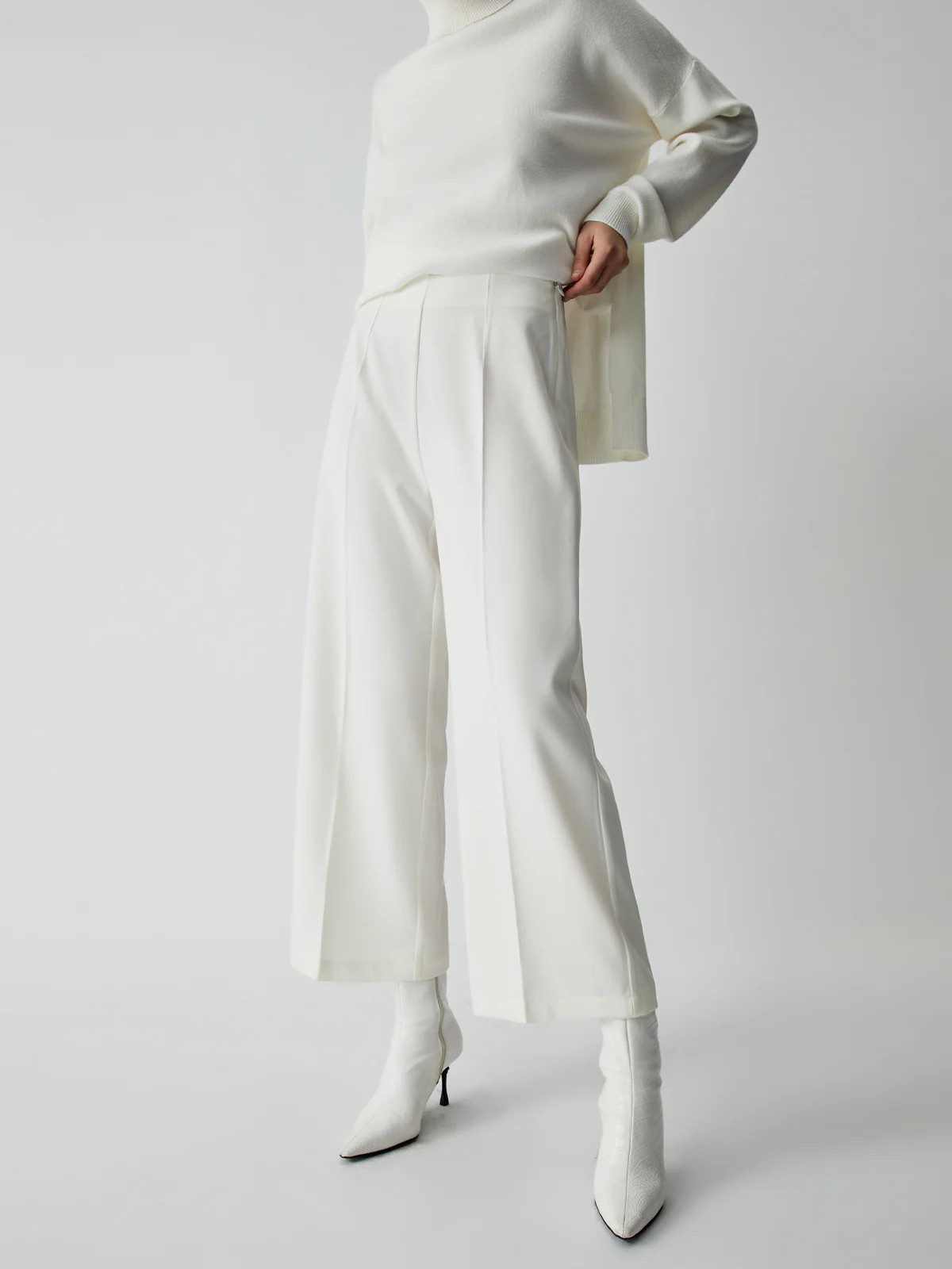 Semi-Sheer Wide Leg Culotte Pants | Commense