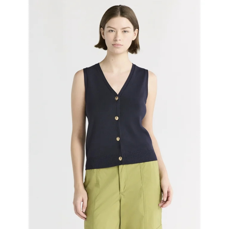 Free Assembly Women's Button Front Sweater Vest, Sizes XS-XXL | Walmart (US)
