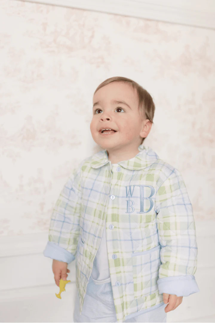 TSF x Shelby Back Blue and Green Plaid Jacket | The Smocked Flamingo