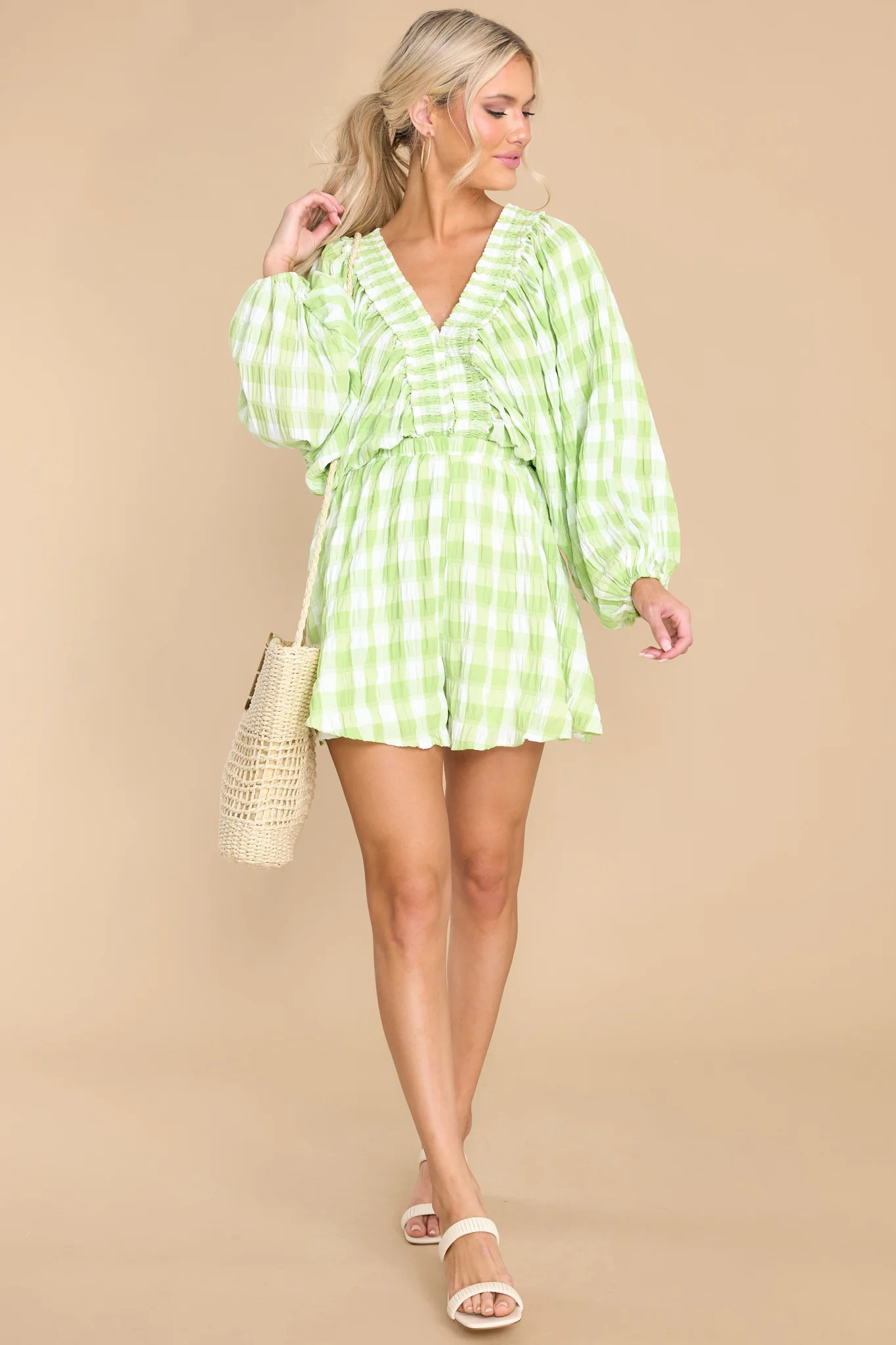 Me First Green Gingham Romper | Red Dress 