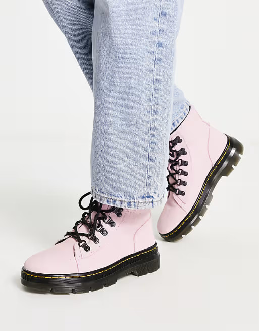 Dr Martens Combs W flat lace up boots in chalk pink | ASOS (Global)