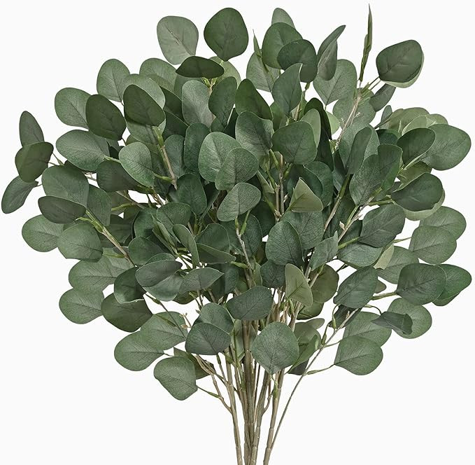 Artflower 6 Pcs Artificial Eucalyptus Stems, 35.4" Tall Silver Dollar Eucalyptus Leaf Greenery St... | Amazon (US)
