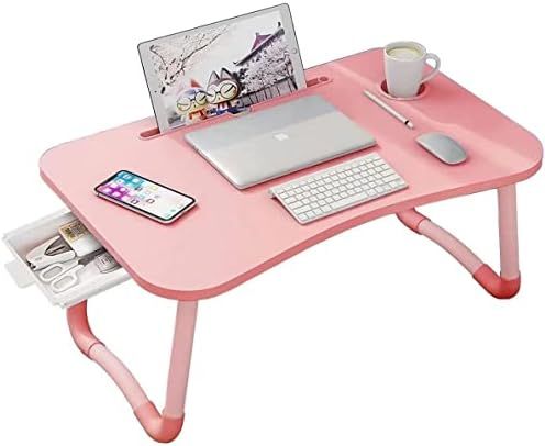 Laptop Desk Foldable Bed Table, Portable Lap Desk Laptop Bed Tray Table with Storage Drawer and C... | Amazon (US)