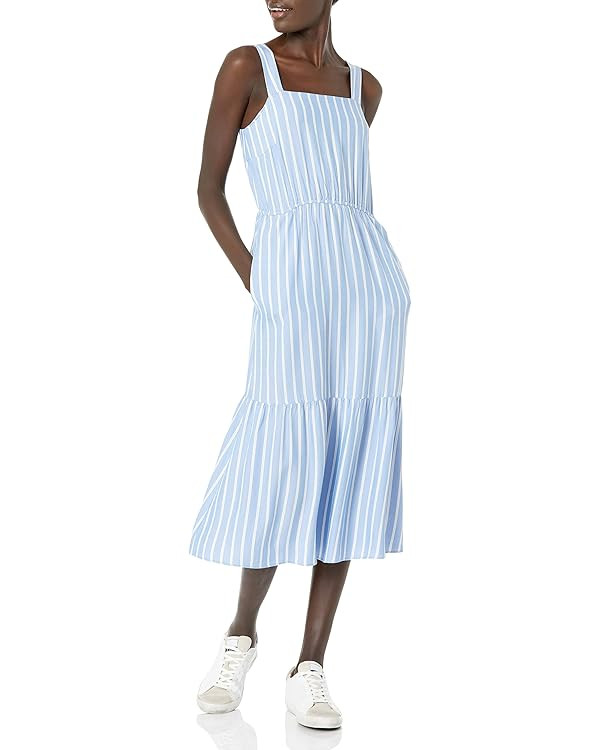 Amazon Essentials Women's Fluid Twill Tiered Fit and Flare Dress | Amazon (US)