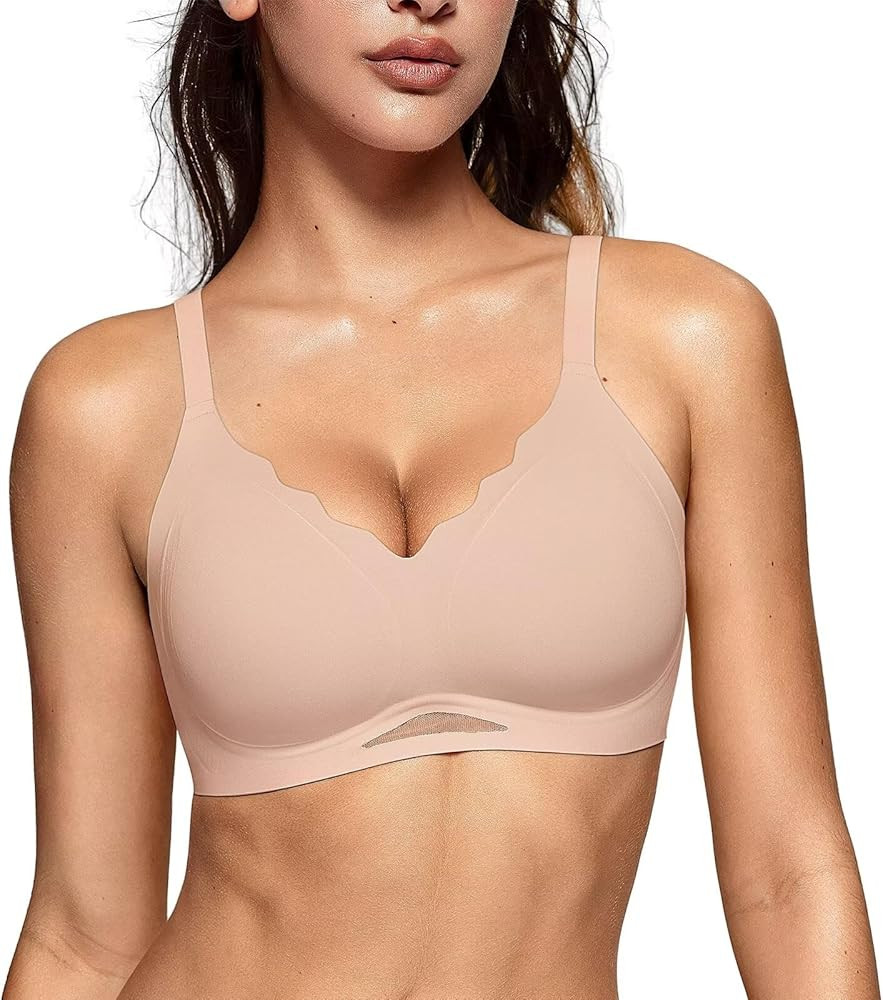 Vertvie Bras for Women Wireless Comfortable Push Up Bra Scalloped Seamless Full Coverage No Under... | Amazon (US)