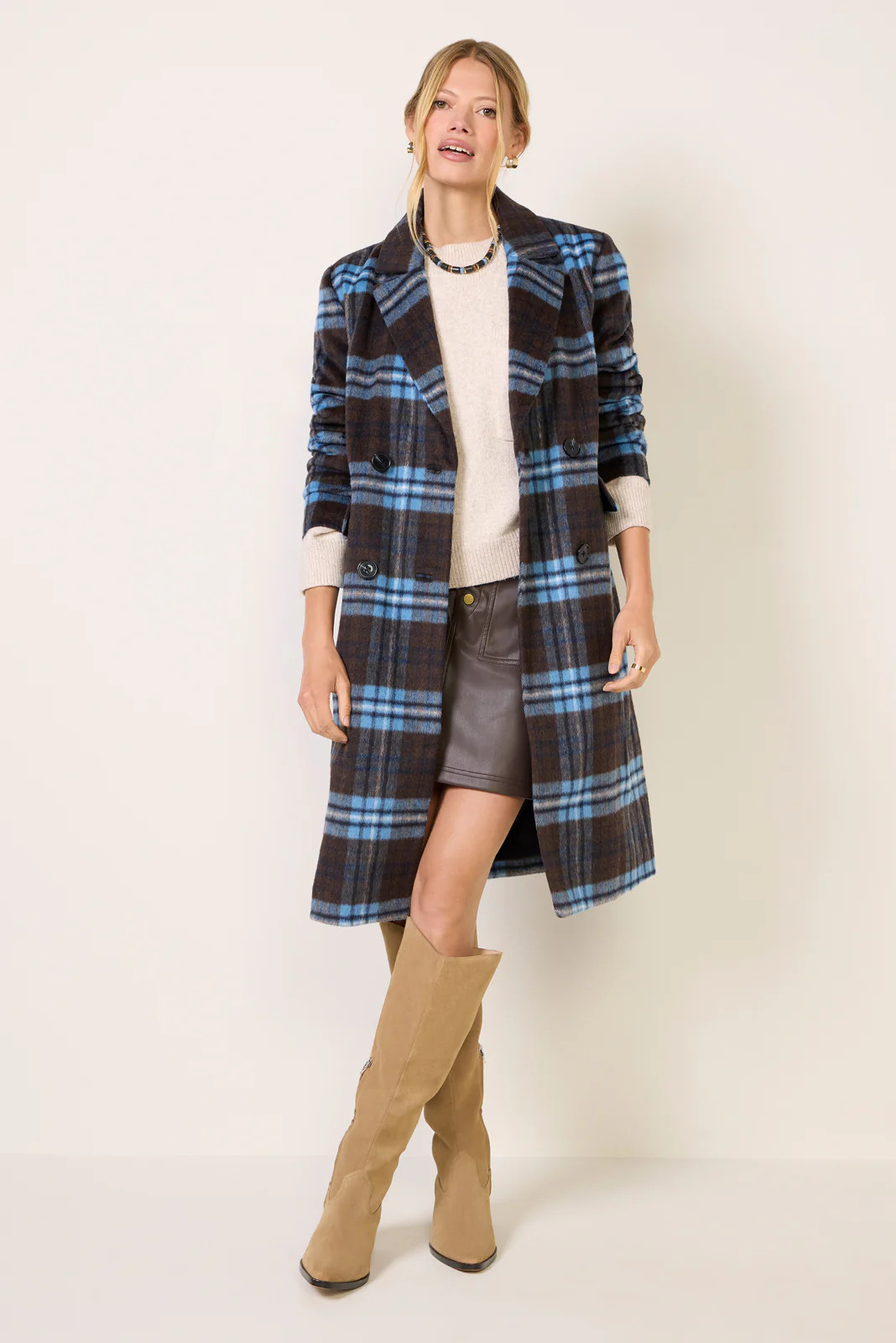 Wesley Plaid Long Coat | Evereve