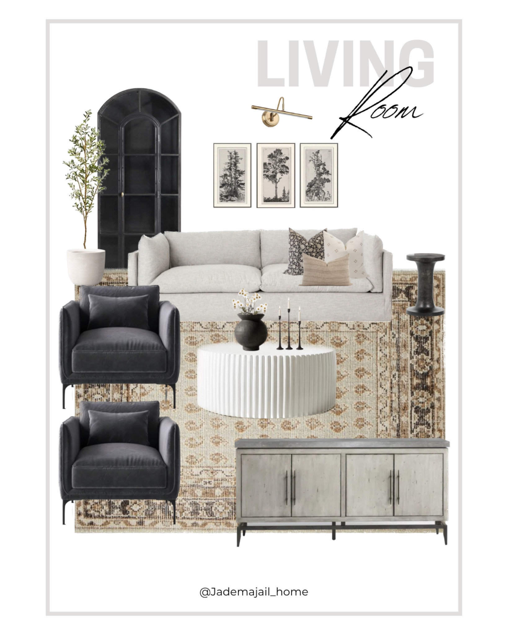 Warm yet moody living room design 😍 sofa, wall art, accent chairs, tv stand, coffee table, couch, living room design, artificial tree, rug, chairs, media console 

#LTKhome #LTKFind #LTKunder100