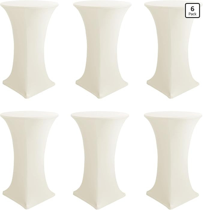 Cocktail Table Covers-Spandex Round High Top Table Cloths 6 Pack 32x43 Inch-Cream Stretch Fitted ... | Amazon (US)