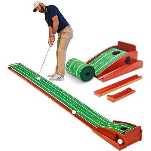 Perfect Practice Compact Golf Putting Mat with Ball Return - 8ft Portable Practice Putting Green - Training Aid for Indoor, Outdoor Golf Practice at Home, Office, Backyard - Golfing Gifts for Men | Amazon (US)