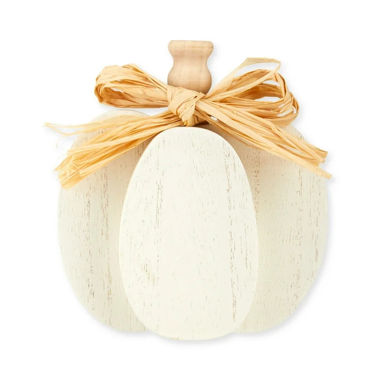Harvest Layered MDF Pumpkin Tabletop Decoration, 4.9 in, White, Way to Celebrate | Walmart (US)