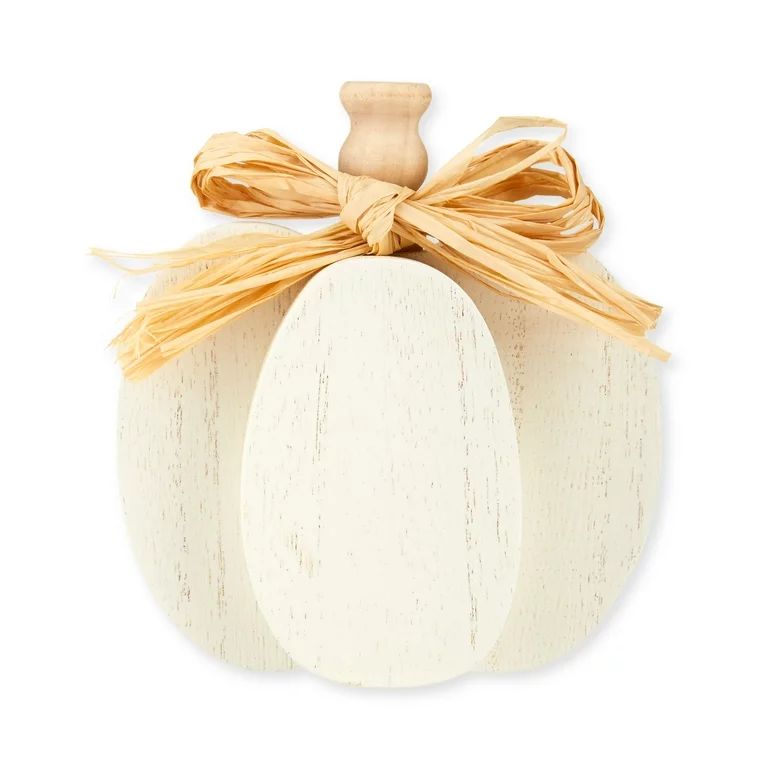 Harvest Layered MDF Pumpkin Tabletop Decoration, 4.9 in, White, Way to Celebrate | Walmart (US)