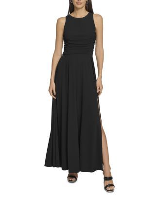 Round Neck Ruched Side Slit Dress | Bloomingdale's (US)