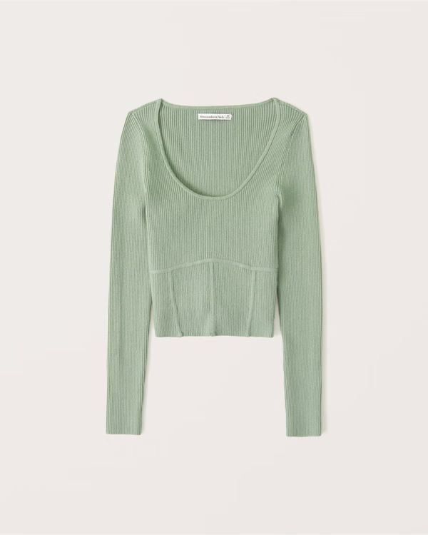 Scoopneck Corset Sweater Top | Abercrombie & Fitch (US)
