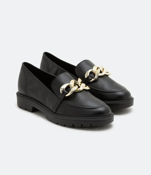 Sapato Loafer com Detalhe em Corrente Preto | Renner (BR)