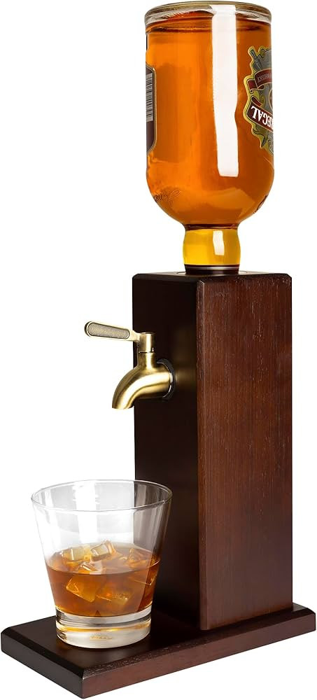 Countertop Liquor Dispenser for Home Bars – Wooden Whiskey Dispenser with Food-Safe All-Metal V... | Amazon (US)