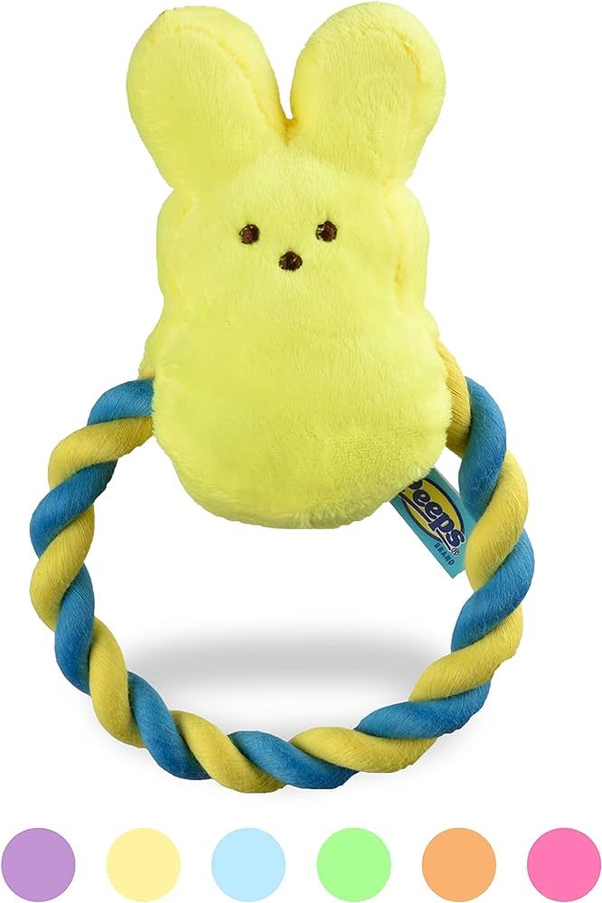 Peeps for Pets Bunny Rope Ring Pull Pet Toy - Includes One 6 Inch Bunny Rope Toy Assorted Color |... | Amazon (US)