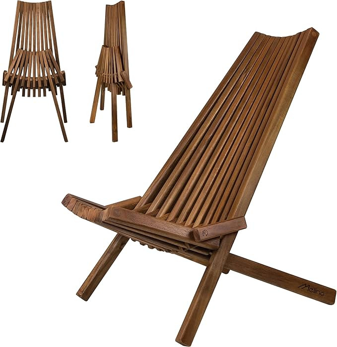 Melino Wooden Folding Chair for Outdoor - Low Profile Acacia Wood Lounge Chair with FSC Certified... | Amazon (US)