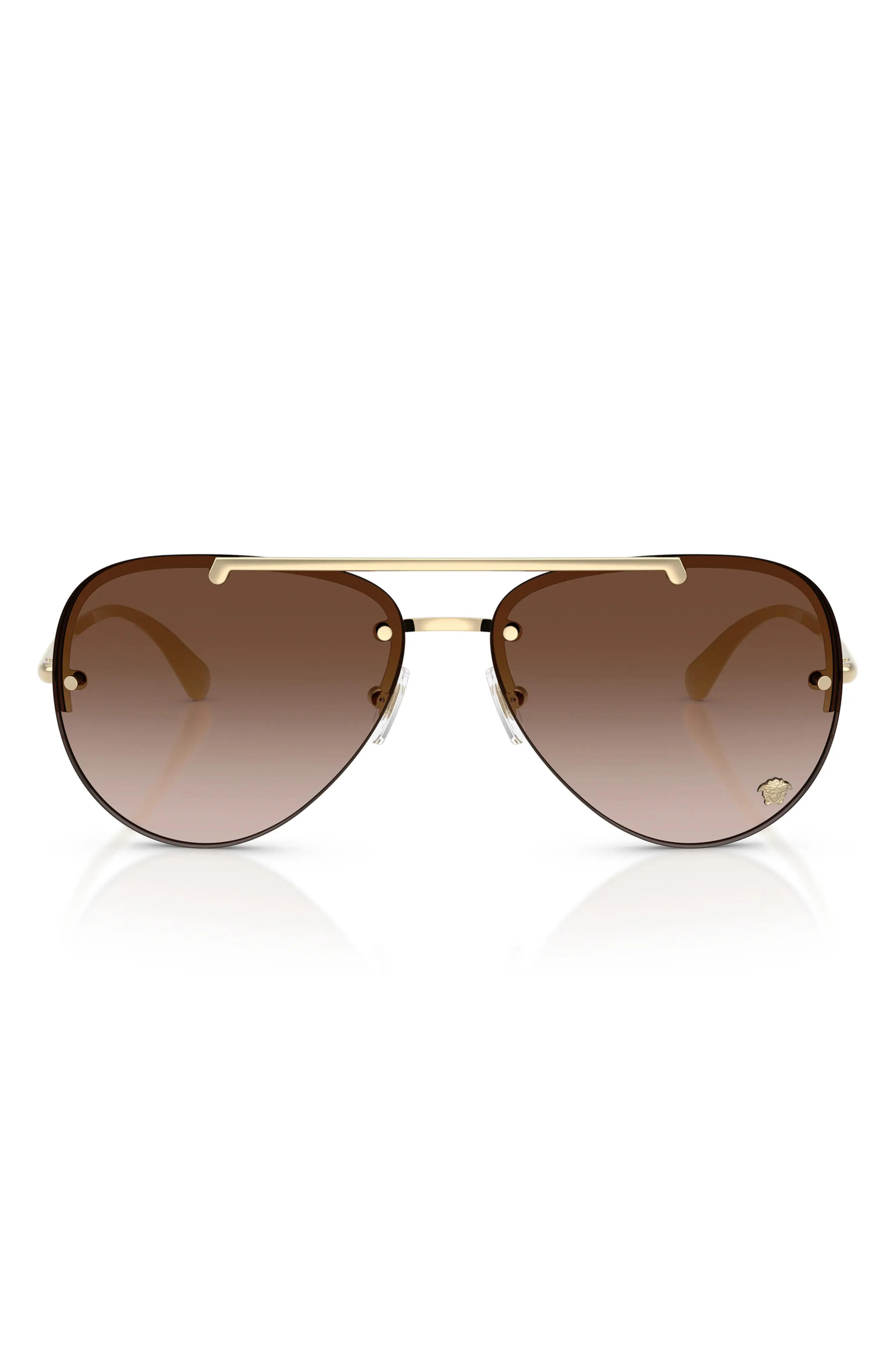 Versace 60mm Pilot Sunglasses in Pale Gold/brown Gradient at Nordstrom | Nordstrom